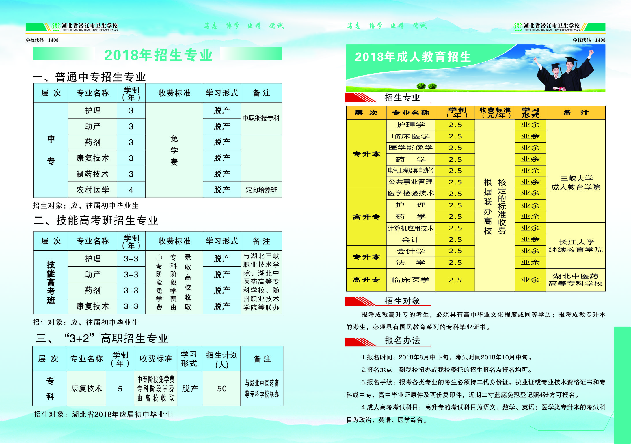 潜江卫学校2019年招生简章和招生计划