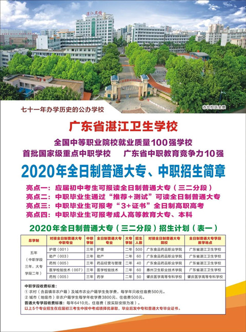 广东省湛江卫生学校招生简章