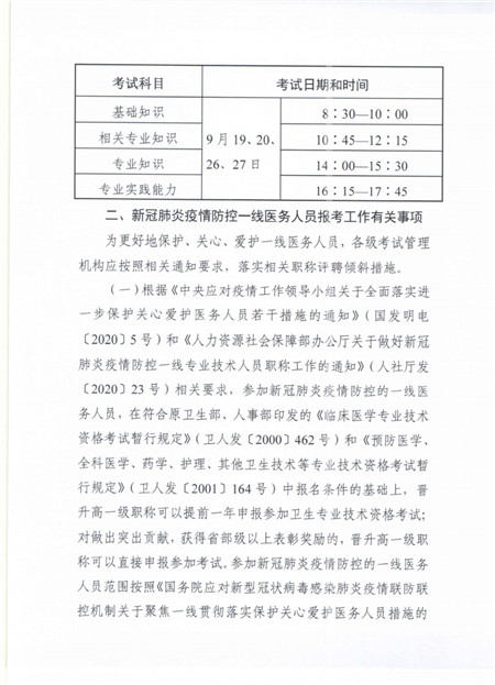 关于做好2020年度卫生专业技术资格延期考试有关问题的通知