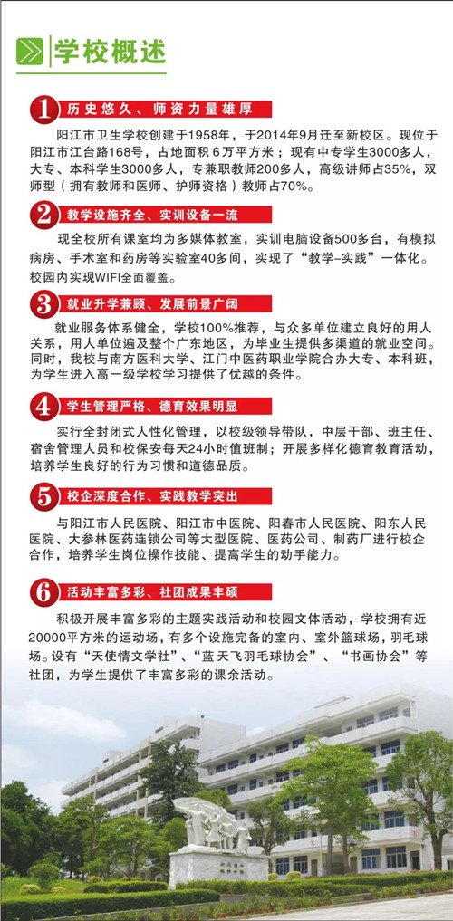 阳江市卫生学校2020年招生简章